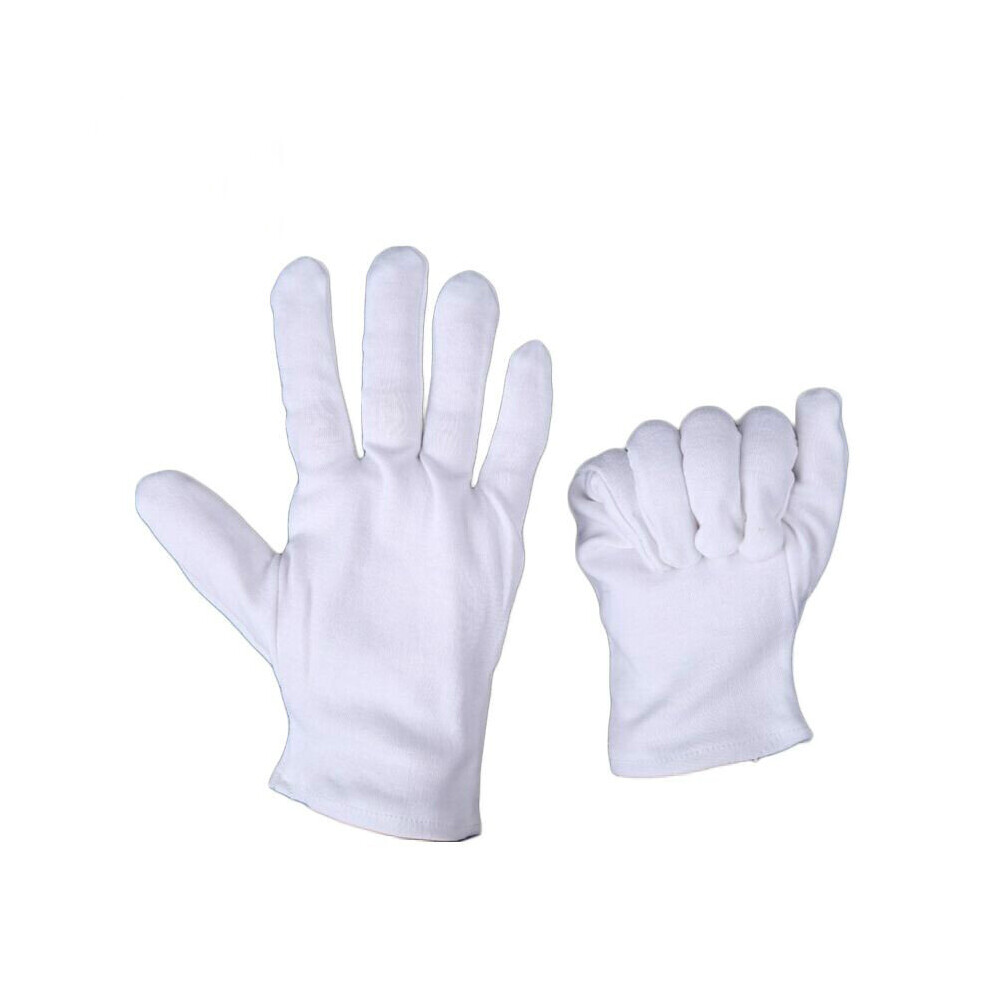White 12 Pairs Cotton Gloves For Dry Hands Moisturizing Eczema Inspection Work Gloves Washable Stretchable Cloth Gloves