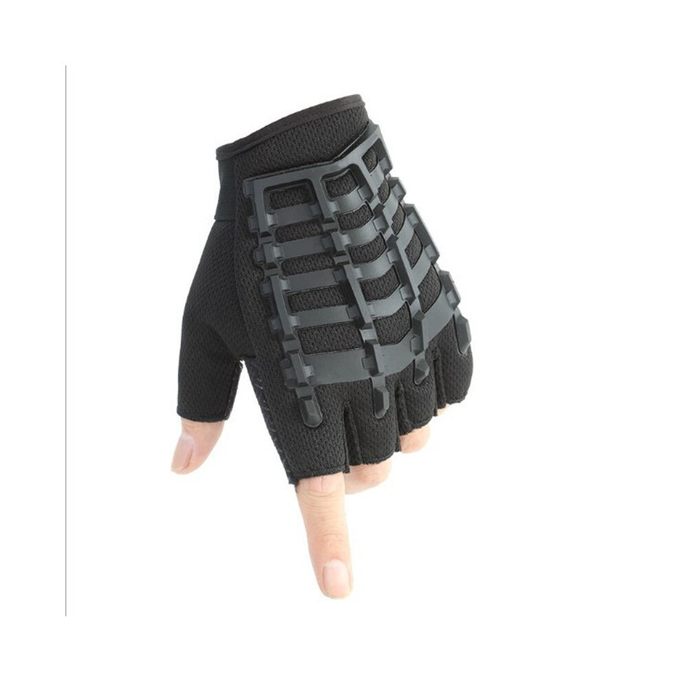 (Black Green-L) Outdoor Combat Half Finger Gloves Fingerless Gloves For Motorbike Military Tactical Cycling Men's Clothing Accessories Black,Multicoloured 885658069742