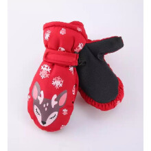 (Red-M) Cartoon Snowflake Deer Heating Gloves Children Waterproof Warm Gloves Winter Outdoor Cold-proof Ski Gloves