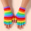 Striped Fingerless Gloves Rainbow Gloves Fingerless Split Finger Gloves 4