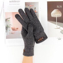 Winter Knitted Men's Gloves Wool Touch Screen Thickened Warm Driving Cycling Students Mobile Phone Game Elastic Wrist Gloves
