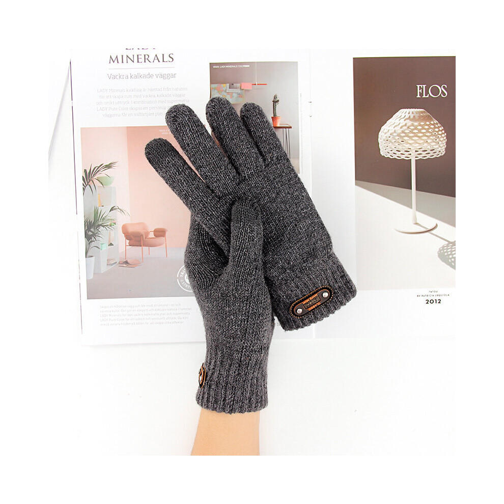 Winter Knitted Men's Gloves Wool Touch Screen Thickened Warm Driving Cycling Students Mobile Phone Game Elastic Wrist Gloves