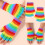 Striped Fingerless Gloves Rainbow Gloves Fingerless Split Finger Gloves 3
