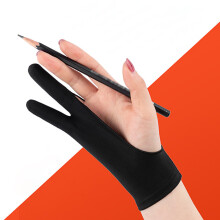 (Black-L) Artists Gloves Palm Rejection Two Fingers Gloves for Drawing Pen Display Paper Art Painting Sketching iPad Graphics Tablet