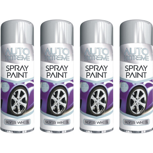 4 X 250Ml Silver Alloy Wheel Spray Paint Restorer Car Bike Auto Satin