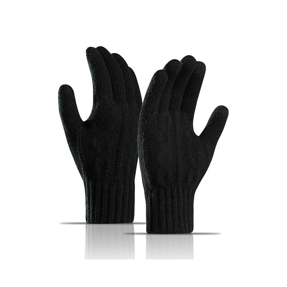 Autumn Winter Men's Cloves Casual Knitted Cold Gloves Outdoor Sports Warm Touch Screen Plus Velvet Thicken Cycling Glove