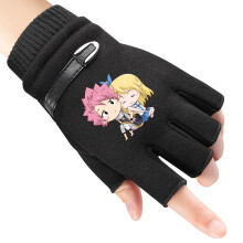 (Style 01 White-L Men L) Anime FairyTail Children Gloves Winter Men Woman Fingerless Gloves Warm Knitted Gloves Outdoor Boy Girl Bicycle Gloves