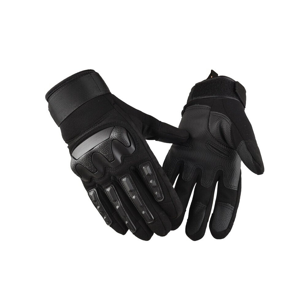 (-M) Hard Knuckle Leather Tactical Gloves Military Touchscreen Full Finger Fingerless Driving Motorcycle Army Winter Cycling Mittens Black 885658079703