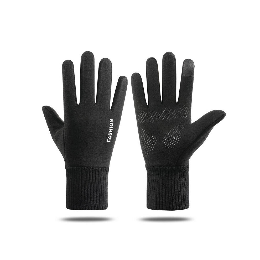 (Black White-L) Winter Warm Gloves Women Men Bicycle Cycling Motorcycle Gloves Unisex Full Finger Sport Thermal Glove Guantes Moto Mittens Mitts Black,Multicoloured 885658079369