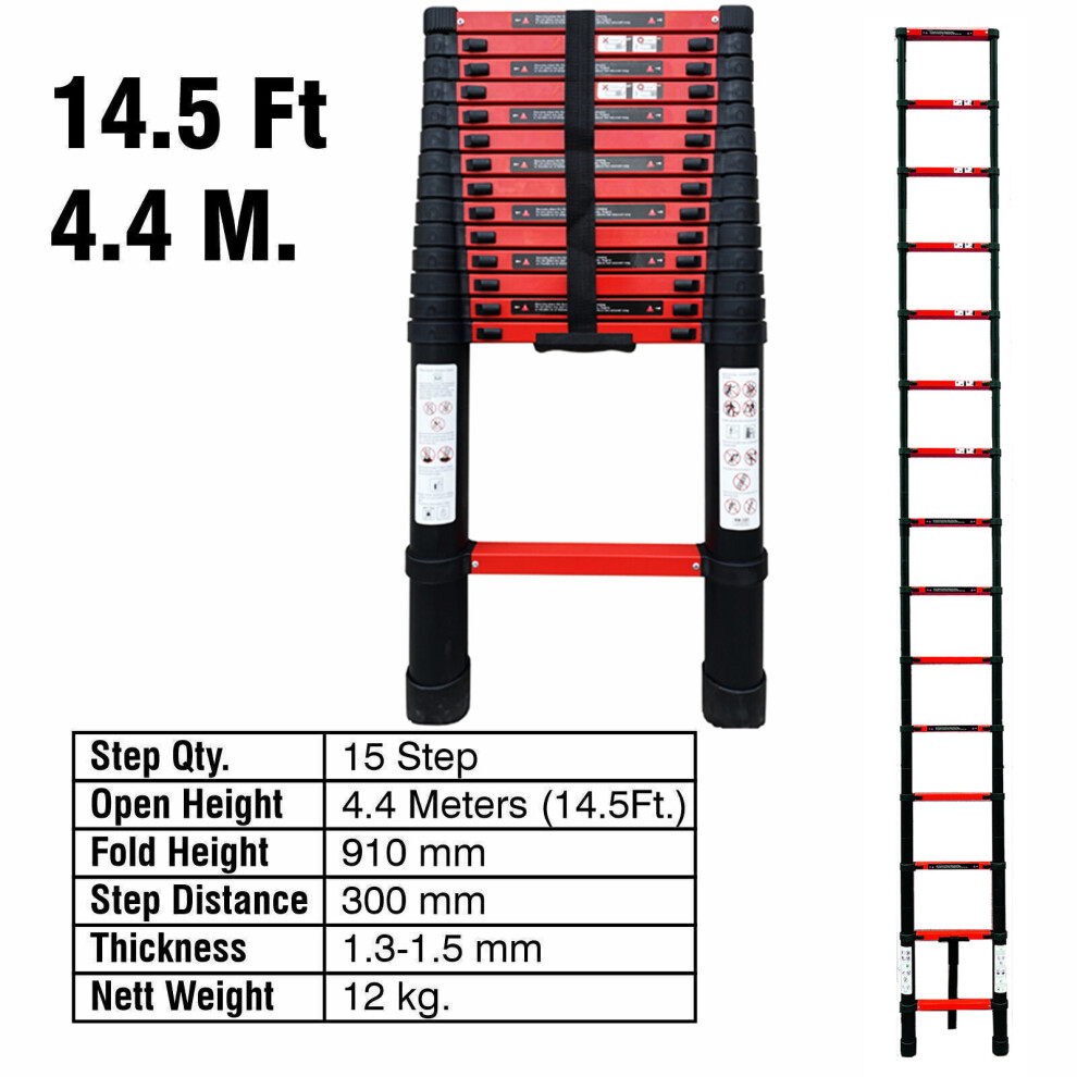 (4.4M) Telescopic Loft Ladder Extendable Collapsible 338832918232