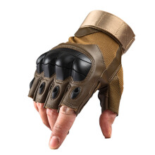 (half brown White-L Palm 23 25 3) Tactical Gloves Men Military Hard Knuckle Army Paintball Airsoft Shoot Combat Anti-Skid Motorcycle Gloves Fingerless