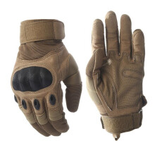 (Khaki White-M) Touch Screen Army Military Tactical Gloves Paintball Airsoft Shooting Combat Anti-Skid Bicycle Hard Knuckle Full Finger Gloves