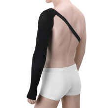 (Black Left White-L) Legbeauty Full Arms Sleeve Glove Anti Swelling Support with Shoulder Strap Medical Post Mastectomy Compression Upper Arm Sleeve