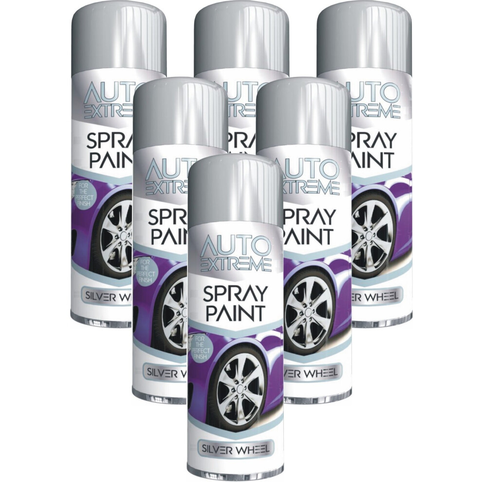 1904 6x250ml Silver Alloy Wheel Spray Paint Restorer - Satin Finish, No Lacquer, Resists Brake Dust & Chips, Quick Dry, Excellent Coverage