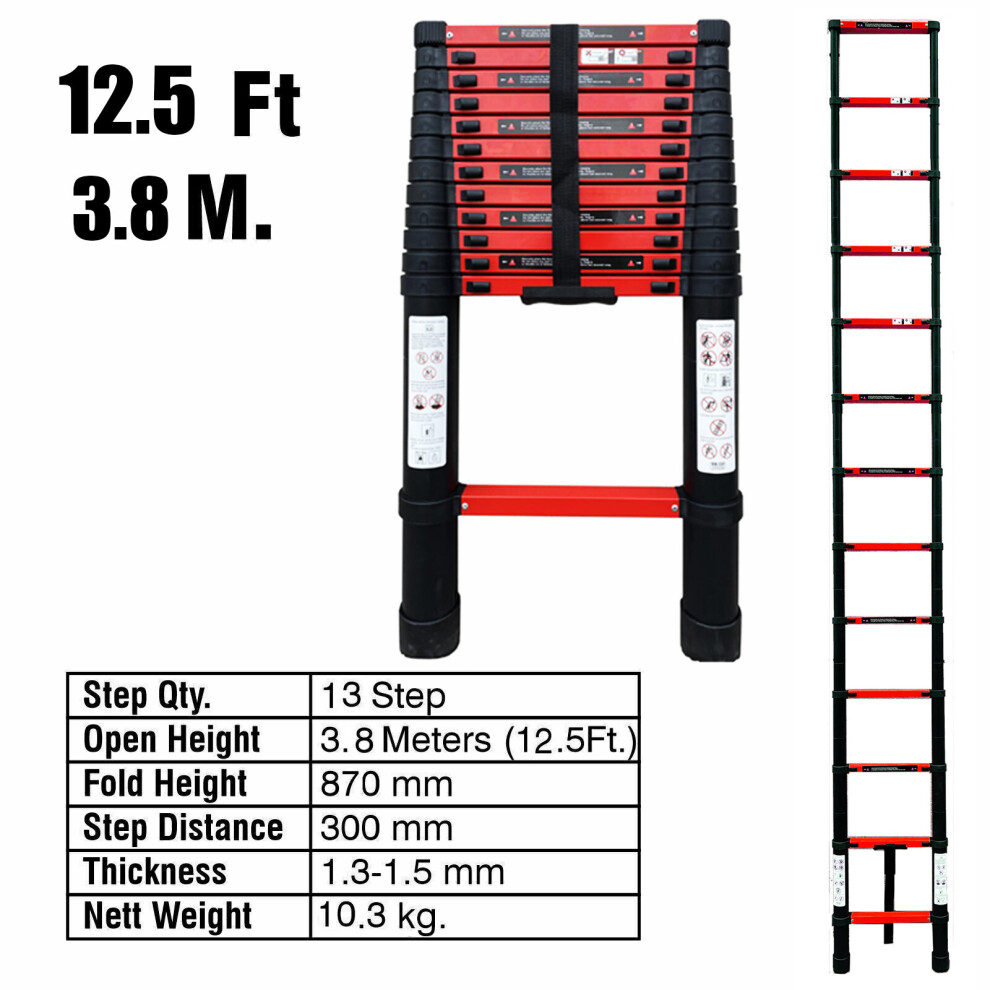 (3.8M) Telescopic Loft Ladder Extendable Collapsible 338832918218