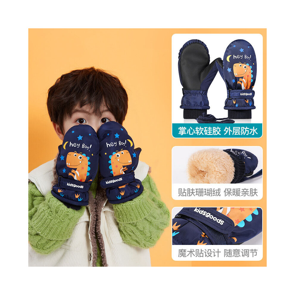 (blue dinosaur White-6 11 years old 3) 2-11T Kids Winter Outdoor Gloves Ski Riding Skating Waterproof Windproof Thicken Warm Mittens Baby Boys Girls C-image-OPC-PBQRKXB-NEW
