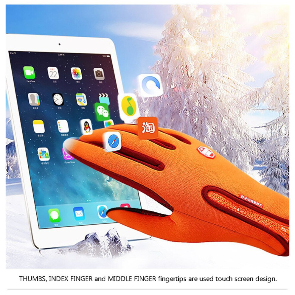 (Orange White-S) Waterproof Winter Warm Gloves Snow Ski Gloves Snowboard Gloves Motorcycle Riding Winter Touch Screen Gloves-image-OPC-PBQRFH6-NEW
