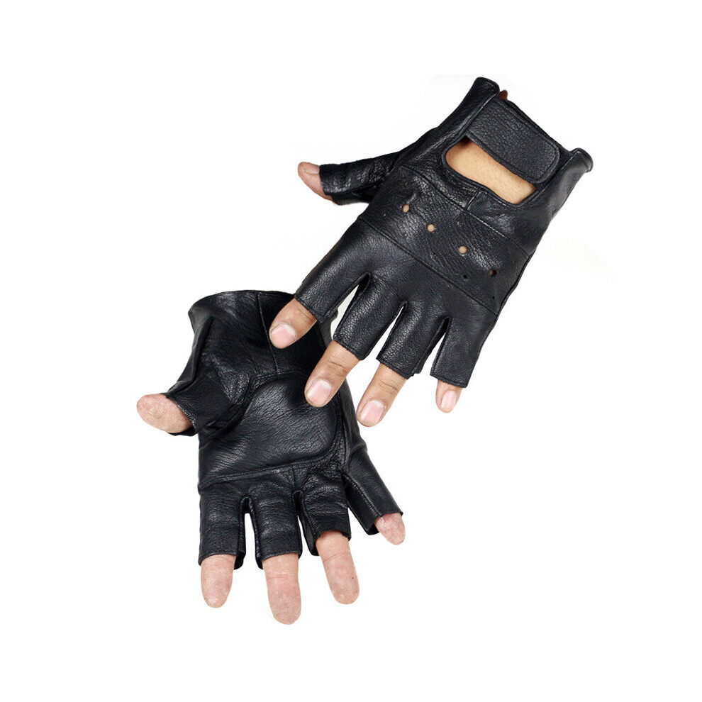 Men Leather Gloves High Slip-Resistant Luvas Half Finger Sheep Leather Fingerless Gloves Gants Moto Multicoloured 885658082574