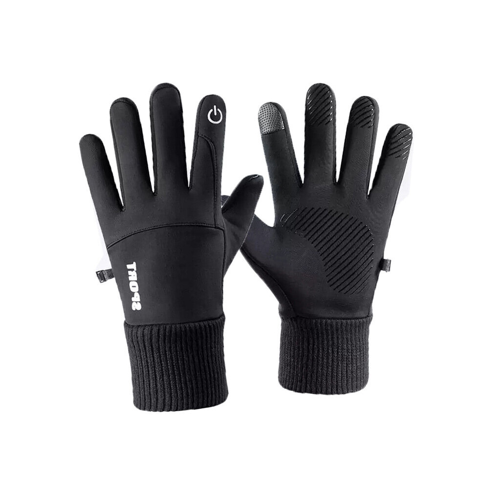Winter Cycling Gloves Bicycle Warm Screen Full Finger Waterproof Outdoor Bike Skiing Motorcycle Riding Sports Non-Slip Ski Glove Black 885658060893