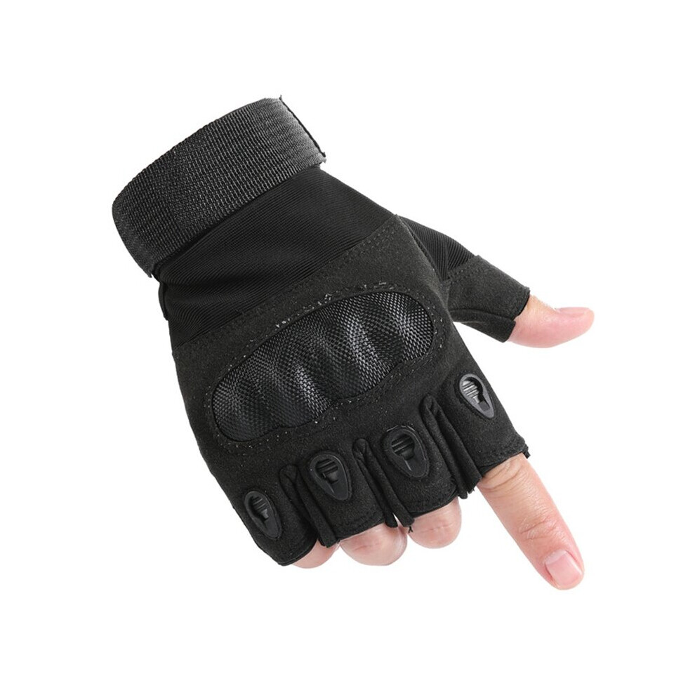 (01 Black-L) Anti-Skid Tactical Equipment Outdoor Riding Fingerless Gloves Wear Resistance Protect Riding Gloves Gloves Tacticos Militar Multicoloured 885658086169