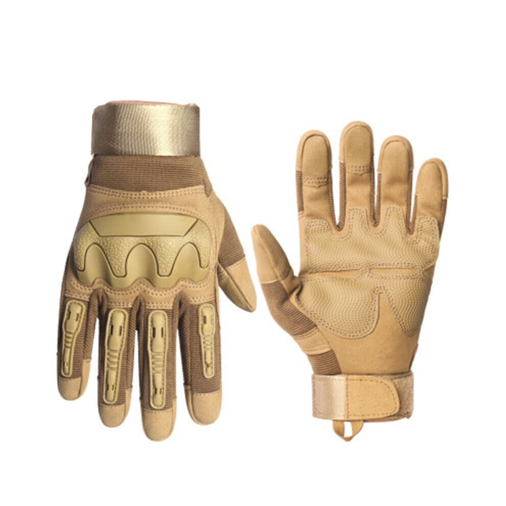 (Khaki White-M) Tactical Gloves Touch Screen Full Finger Sports Gloves For Hiking Cycling Military Men's Gloves Hard Knuckle Protection Gloves-image-OPC-PBQRN95-NEW