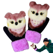 Cartoon Winter Gloves GirlsCold Weather Gloves 3D Fingerless Gloves With Cover Plush Animal Gloves For Skiing Running Camping