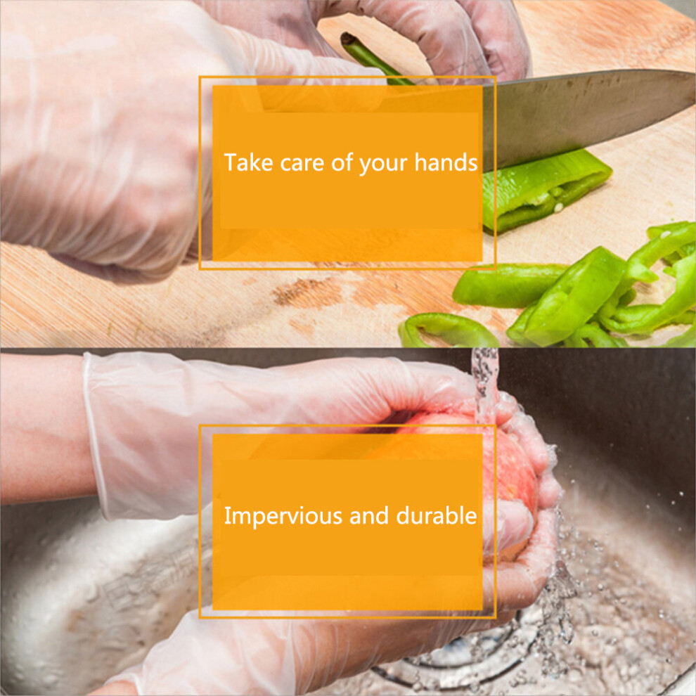 100Pcs Disposable Baking Thicken Household Latex Hair Dye Kitchen Transparent Gloves Pvc 885658087524