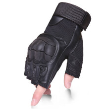 (Balck Black-M) Army Men's Tactical Gloves Military Combat Fingerless Airsoft Shooting Gear Carbon Knuckle Half Finger Fitness PU Leather Gloves