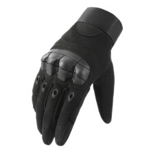 (Black White-M) Rubber Knuckle Full Finger Tactical Gloves Men Military Paintball Airsoft Outdoor Climbing Riding Army Combat Male Sports Gloves