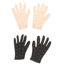 (Black White-L) Figure Skating Wrist Gloves Skin Friendly Anti-skidding Mittens Crystal Gloves Fast Drying Skating Performance S