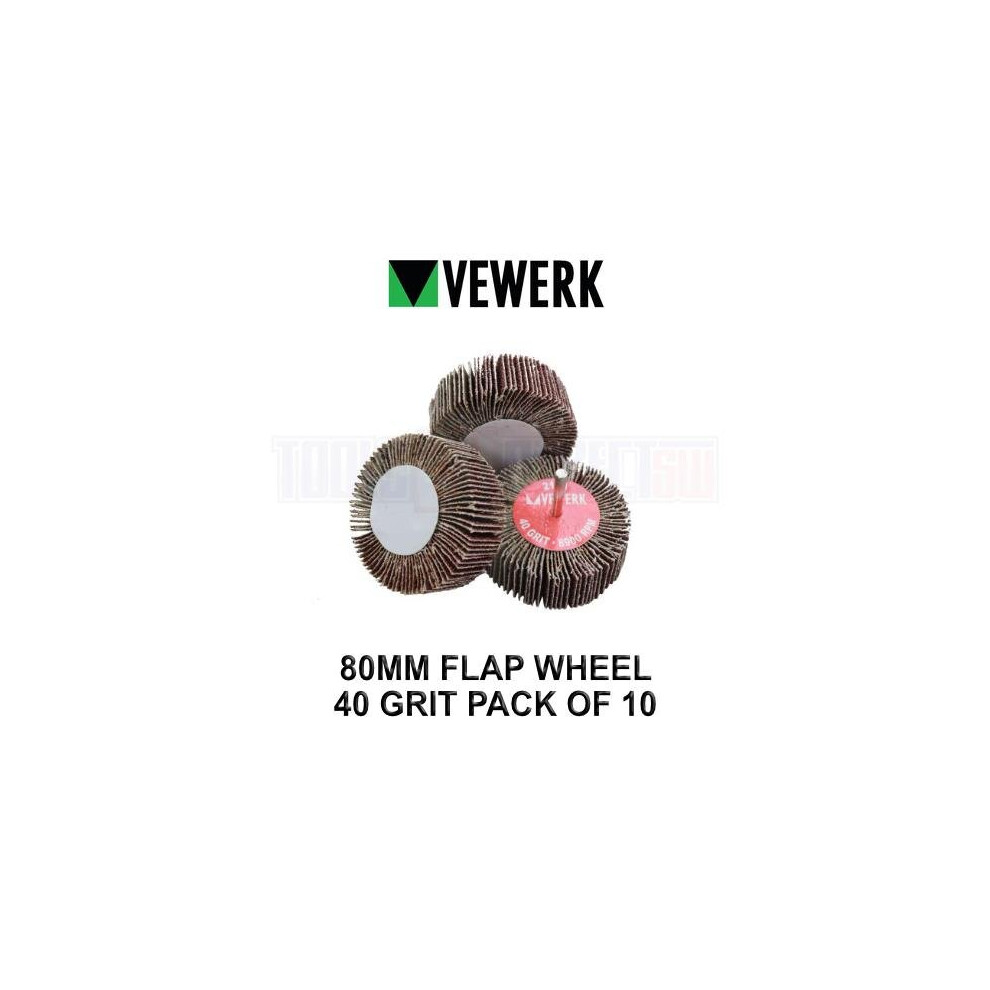 Vewerk By Bergen 80Mm X 25Mm Flap Wheel 40 Grit X 10 B2114 5060478384328