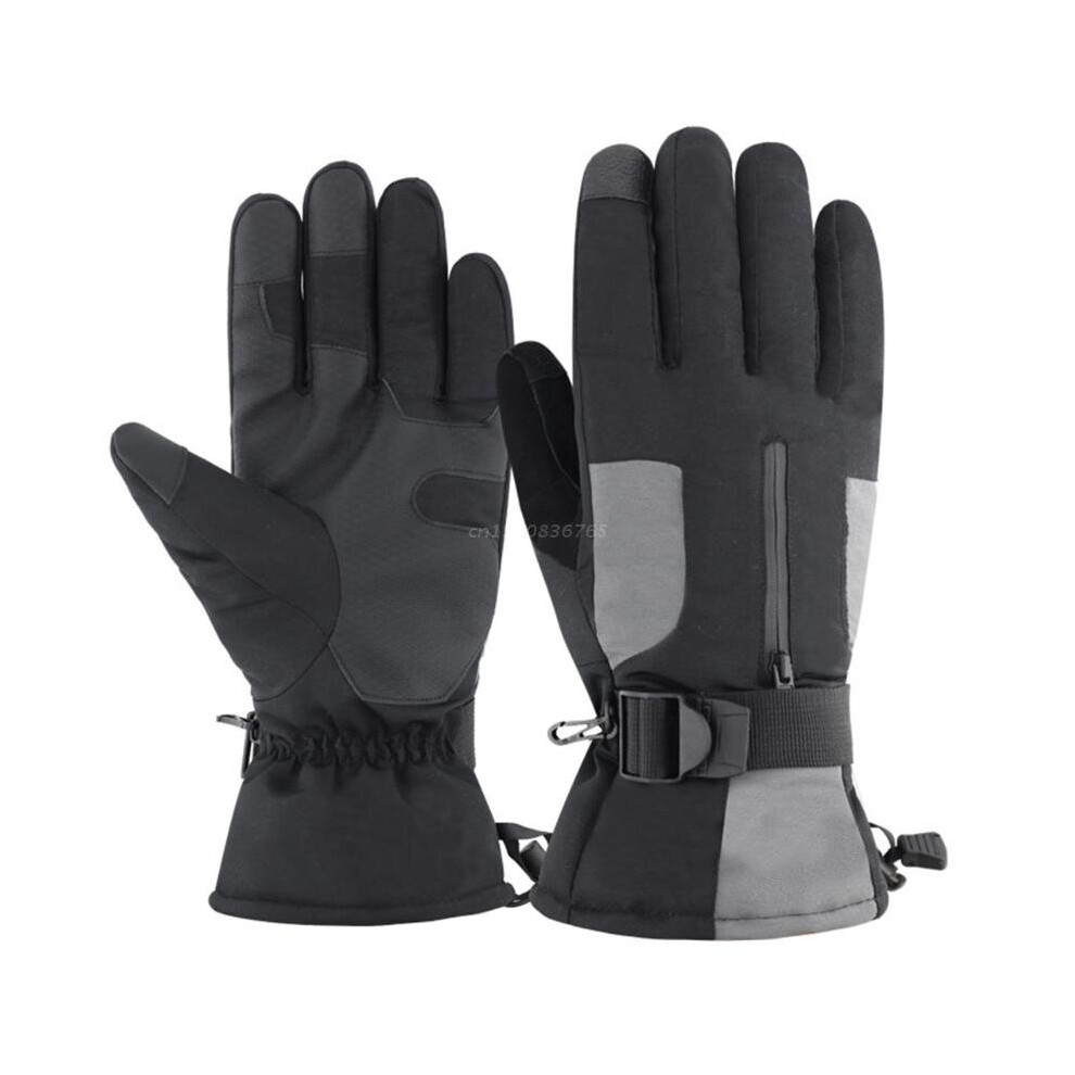 (-M) X4yc Ski Gloves Waterproof Full Finger Gloves Wrist Leashes Touchscreen Driving Fleece Lined Glove For Motorcycle Driving Black 885658093051
