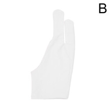 (White-L) 1Pc Two-Finger Artist Anti-Touch Glove For Drawing Hand Protector Tablet Right And Left Hand Glove Anti-Fouling For Screen Board