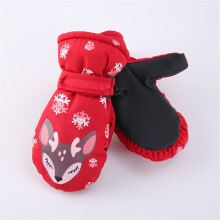 Cartoon Snowflake Deer Fever Ski Gloves Children's Warm Outdoor Cold Mittens Kids Ski Gloves Thick Warm Sports Mittens 5-10 Year