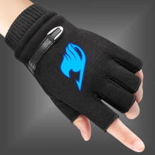 (Style 01 White-L Men L) Japanese Cartoon Fluorescent Luminous childer gloves boy girl Fingerless Gloves Spring Autumn Warm Knitted Gloves