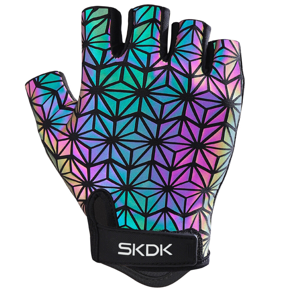 (A538 White-S) Cycling Gloves Outdoor Laser Gradient Half-Finger Sports Gloves Colorful Protective Breathable Training Fitness Gloves-image-OPC-PBQRVJ5-NEW