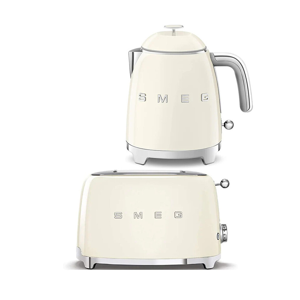 (cream) Smeg Mini Kettle and Two-Slice Toaster Bundle