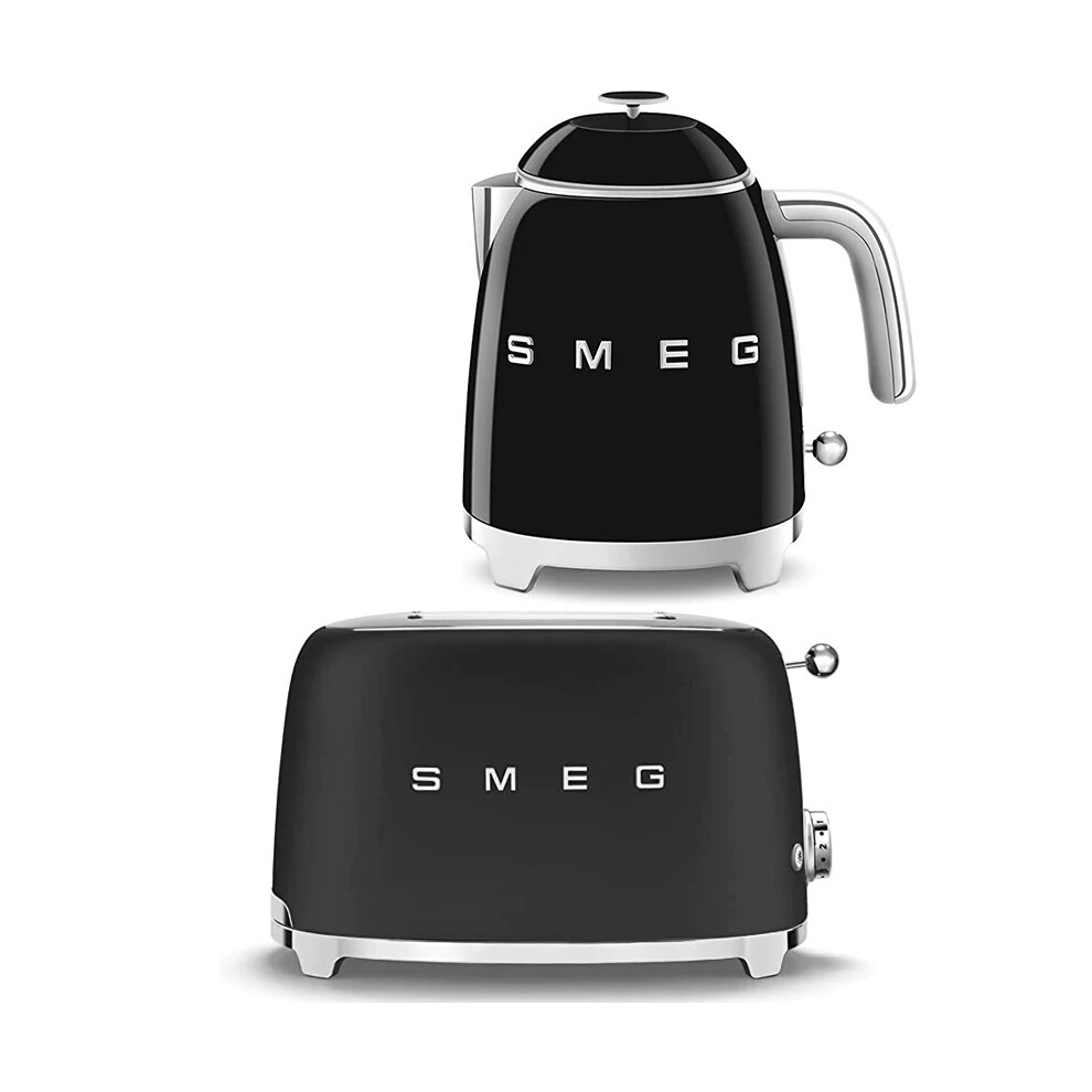 (black) Smeg Mini Kettle and Two-Slice Toaster Bundle