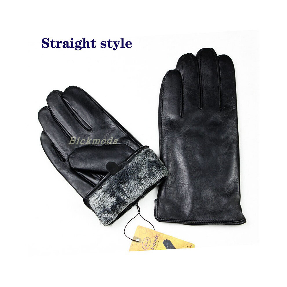 (Flannel lining Black-10.5 XL) High Sheepskin Gloves Men's Leather Thin Wool Lining Winter Thick Warm Coral Fleece Lining-image-OPC-PBQRW6K-NEW