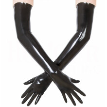 (Black-L) Sexy Latex Gloves Long Rubber Gloves Adult Unisex?Seamless Gloves Over Elbow