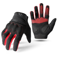 (Red-M) Full Finger Military Tactical Airsoft Gloves Men Outdoor Hiking Cycling Training Anti-slip Shockproof Touch Screen Glove