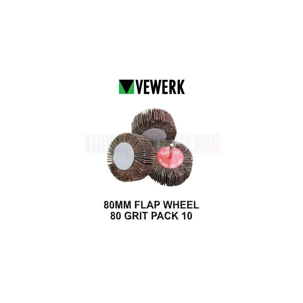 Vewerk By Bergen 80Mm X 25Mm Flap Wheel 80 Grit X 10 B2115 5060478384335