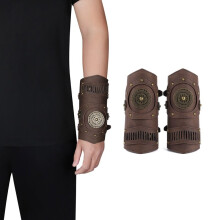 1 Pair Adults Faux Leather Arm Guards Retro Punk Wide Bracers Gauntlet