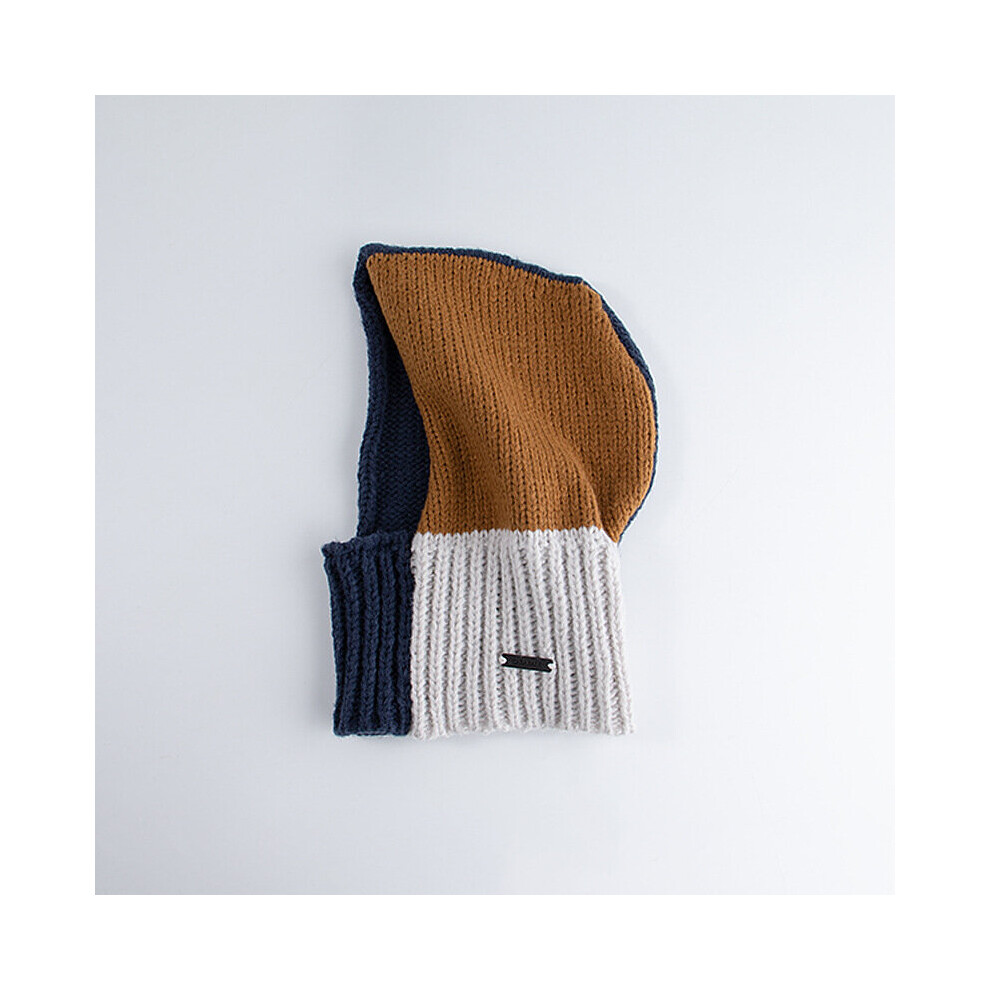 Stitching Balaclava Hat Autumn Winter Knitted Pullover Neck Cap Outdoor Warm Riding Windproof Integrated Scarf Beanie Hats Multicoloured 885658110604
