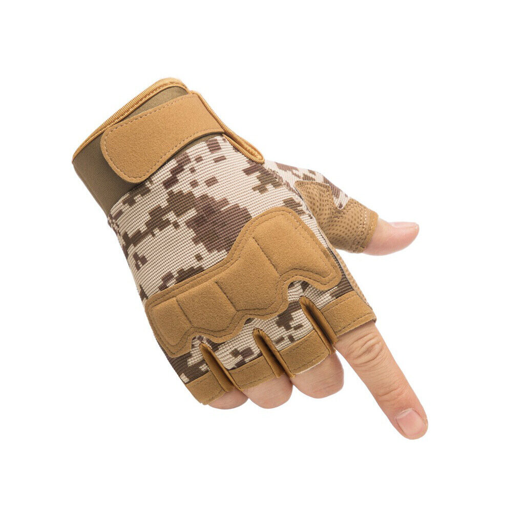 (Camouflage yellow White-XL) Sports Tactics Non slip Gloves Half finger Male and Female Camouflage Riding Mountaineering Non slip Open finger Parachut-image-OPC-PBQRXJ5-NEW