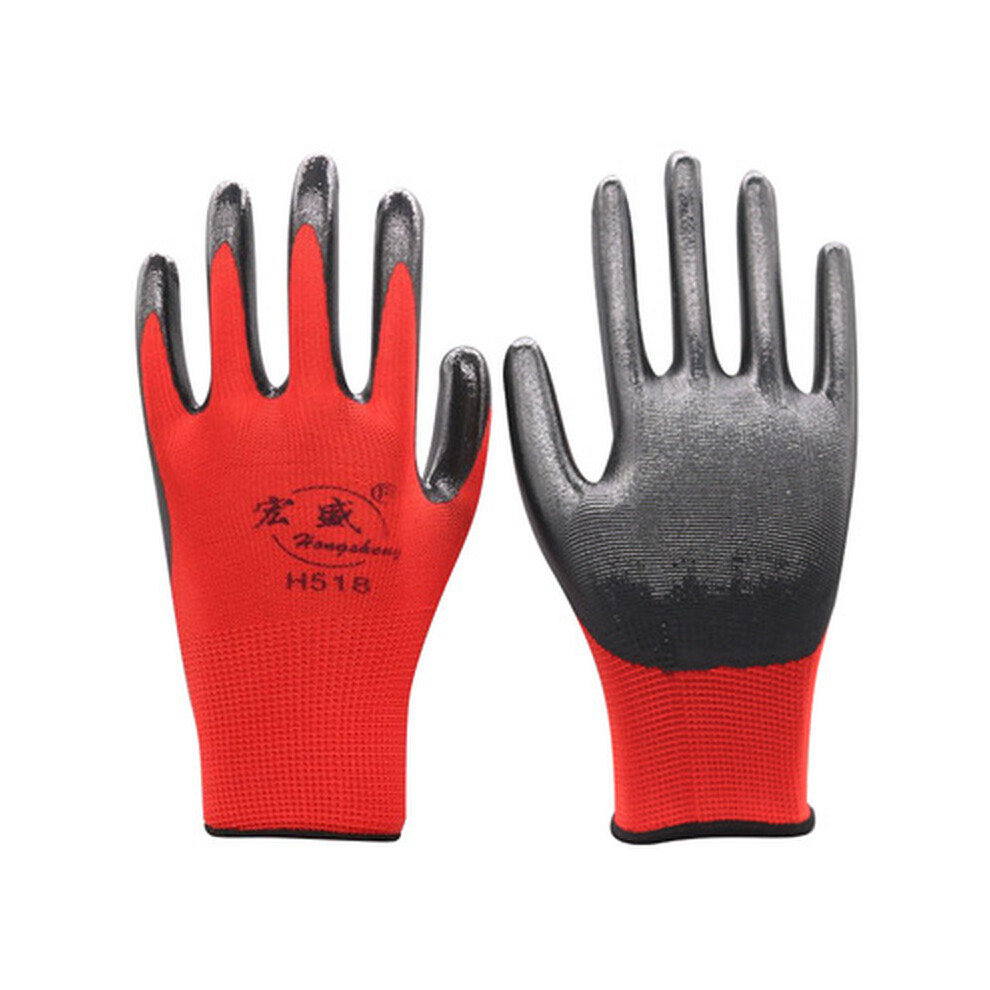 6 Pairs Work Gloves Ce En388 Red Polyester Pu Mechanic Working Anti-Static Gloves For Work Safety Glove For Women Men 885658124595