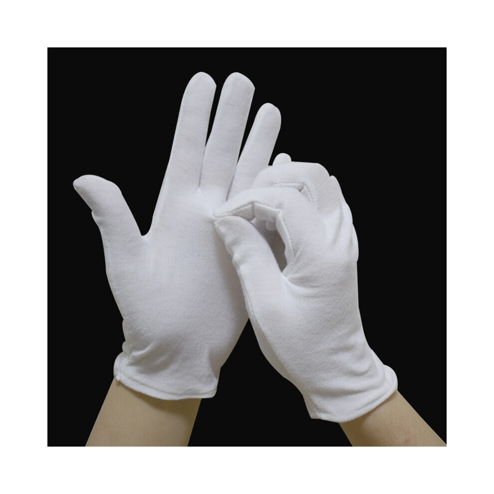 (White-Medium Thick L Size 5) Pure Cotton Gloves, Thickened Labor Protection Etiquette Gloves Ten Pairs Of Order 885658135652