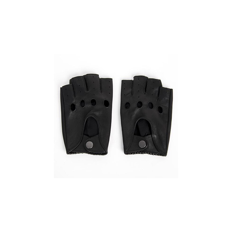 (Men Black Black-S) Men Women Same Style Leather Driving Gloves Motorcycle Half Finger Gloves Sheepskin Leather Gloves Tactical Agc002 Black,Multicoloured 885658150174