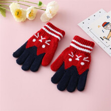 Winter Cashmere Knitted Gloves Cartoon Cat Face Plus Velvet Warm Children Outdoor Pratical All-match Gloves