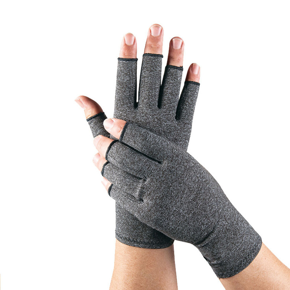 (Gray-L) Arthritis Brace Support Gloves Anti Finger Hand Compression Cure Pain Relief